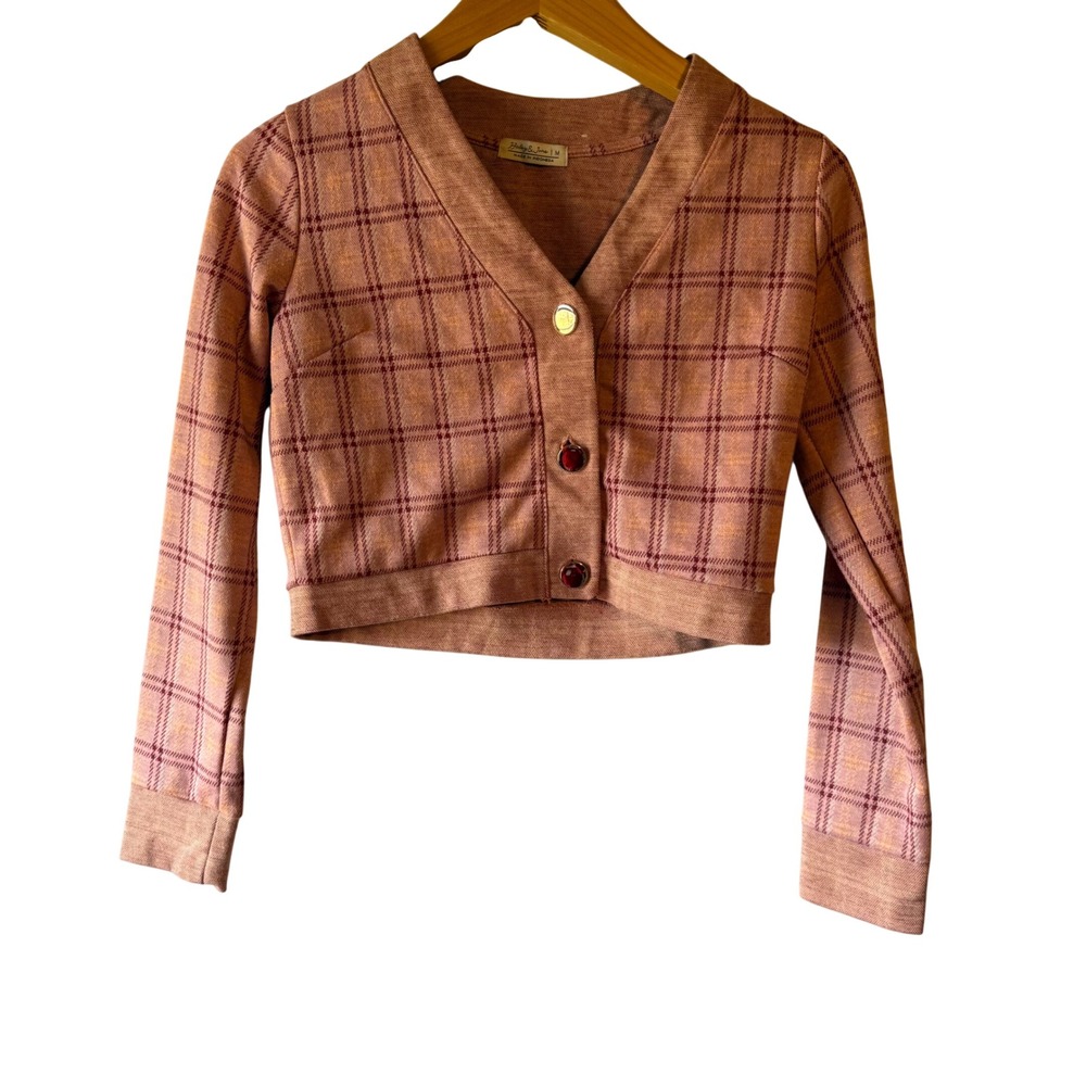 Plaid Cropped Cardigan Sweater - Picture 2 of 8